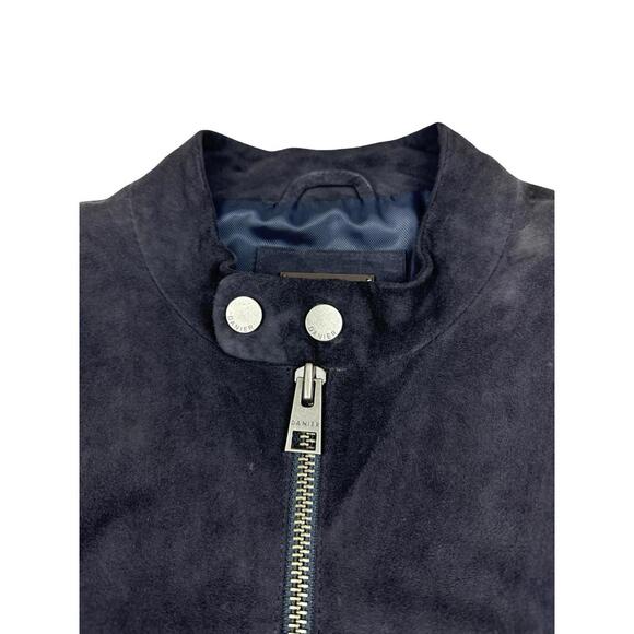 Danier Suede Leather Moto Jacket Blue Size M - Picture 5 of 9